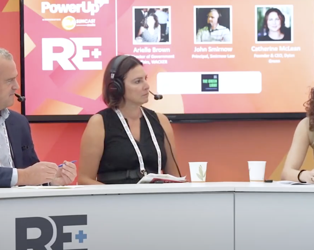 Catherine moderating a panel at UtilityDive.