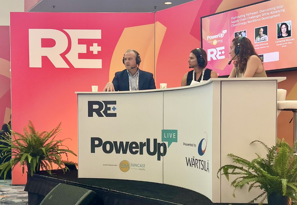 Catherine McLean moderating a panel at RE+.